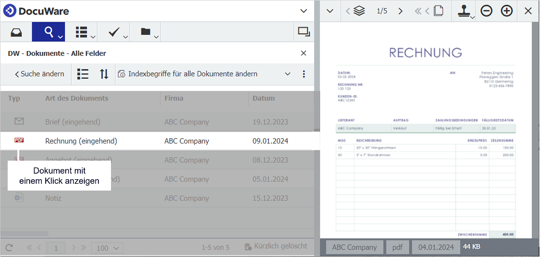 Dokument mit einem Klick oeffnen